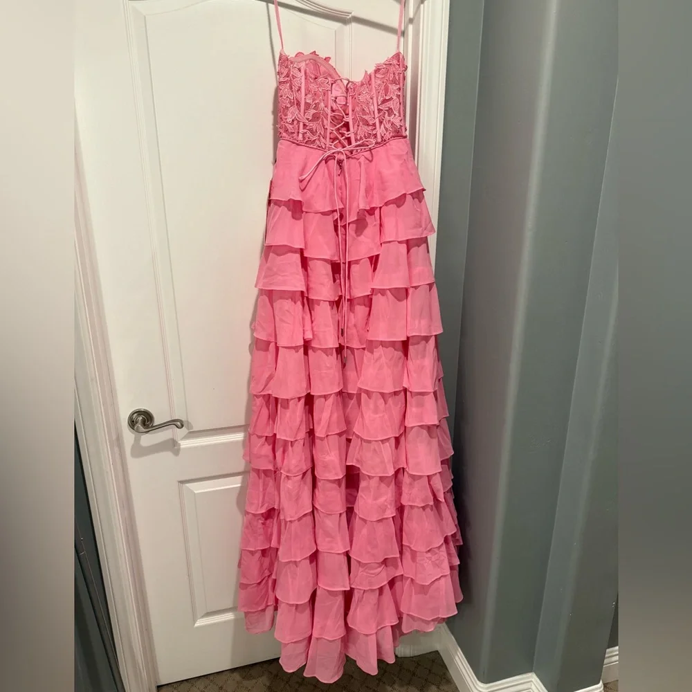 Strapless Ruffle Prom Dress - Picture 6 of 11